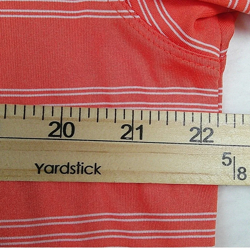Nike Golf Tour Performance Polo Shirt Men Large Orange Striped Dri-FIT Short Slv